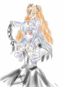 Rating: Safe Score: 0 Tags: 2girls blush brown_hair dress hair_ornament image kirakishou long_hair long_sleeves multiple_girls orange_hair pair red_eyes suigintou User: admin