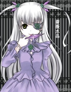 Rating: Safe Score: 0 Tags: 1girl barasuishou dress flower green_eyes image long_hair long_sleeves rose silver_hair solo very_long_hair User: admin