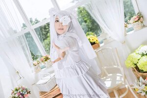 Rating: Safe Score: 0 Tags: 1girl curtains dress eyepatch flower hair_over_one_eye kirakishou lips long_hair looking_at_viewer solo standing watermark white_dress white_flower white_hair User: admin