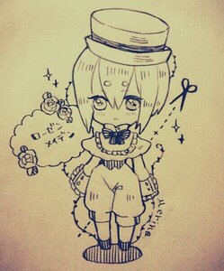 Rating: Safe Score: 0 Tags: bangs blush closed_mouth eyebrows_visible_through_hair flower frills full_body hair_between_eyes hat image long_sleeves looking_at_viewer monochrome photo solo souseiseki sparkle standing traditional_media User: admin