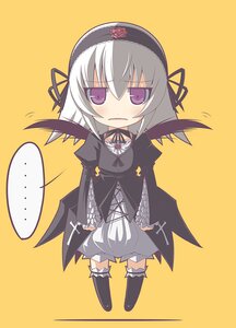 Rating: Safe Score: 0 Tags: ... 1girl black_wings blush chibi dress flower gothic_lolita hairband image lolita_fashion long_sleeves looking_at_viewer purple_eyes ribbon rikumaru rose rozen_maiden silver_hair simple_background solo spoken_ellipsis standing suigintou wings yellow_background User: admin