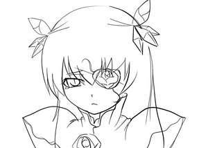 Rating: Safe Score: 0 Tags: 1girl barasuishou blush face flower frown greyscale hair_ribbon image monochrome ribbon rose simple_background solo striped white_background User: admin