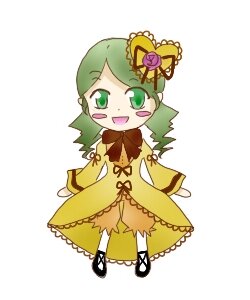 Rating: Safe Score: 0 Tags: 1girl :d blush_stickers bow dress full_body green_eyes green_hair image kanaria long_sleeves open_mouth simple_background smile solo standing white_background yellow_dress User: admin