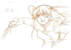 Rating: Safe Score: 0 Tags: 1girl barasuishou hair_ribbon image long_hair long_sleeves monochrome open_mouth outstretched_arm ribbon sketch solo striped two_side_up User: admin