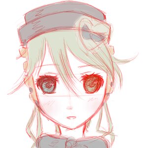 Rating: Safe Score: 0 Tags: 1girl costume_switch face hair_between_eyes hat image looking_at_viewer monochrome sketch solo white_background User: admin