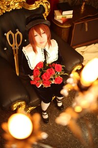 Rating: Safe Score: 0 Tags: 1girl bouquet candle dress fire flower hat red_flower red_rose rose sitting solo souseiseki User: admin