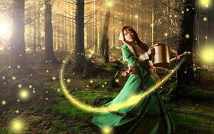 Rating: Safe Score: 0 Tags: 1girl brown_hair grass green_dress light_particles long_hair long_sleeves nature solo standing suiseiseki User: admin