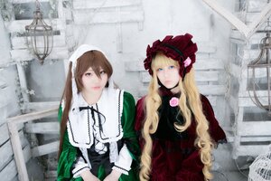 Rating: Safe Score: 0 Tags: 2girls blonde_hair blue_eyes bonnet brown_hair building dress flower lolita_fashion long_hair multiple_cosplay multiple_girls red_dress rose shinku suiseiseki tagme twintails User: admin