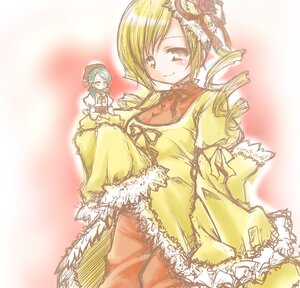Rating: Safe Score: 0 Tags: 2girls beret blonde_hair dress drill_hair hair_ornament hat image kanaria multiple_girls ribbon short_hair smile solo tomoe_mami twin_drills twintails yellow_eyes User: admin