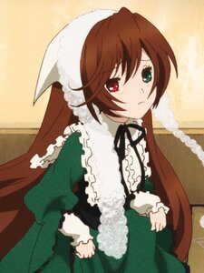Rating: Safe Score: 0 Tags: 1 1girl black_ribbon blush brown_hair dress frills green_dress green_eyes heterochromia image long_hair long_sleeves looking_at_viewer red_eyes ribbon solo suiseiseki very_long_hair User: admin