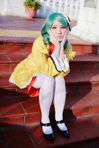 Rating: Safe Score: 0 Tags: 1girl blurry brick_wall brown_eyes depth_of_field hands_on_own_face high_heels kanaria looking_at_viewer pantyhose pavement shoes sitting solo tile_floor tiles white_legwear User: admin