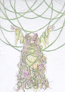 Rating: Safe Score: 0 Tags: 1girl arms_up dress flower hair_flower hair_ornament image kirakishou long_hair plant rose solo thorns traditional_media very_long_hair vines User: admin