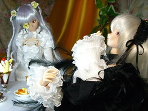Rating: Safe Score: 0 Tags: 2girls black_dress candle doll dress flower food frills fruit gothic_lolita hair_ornament lolita_fashion long_hair multiple_dolls multiple_girls rose silver_hair suigintou tagme white_hair yellow_eyes User: admin
