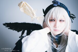 Rating: Safe Score: 0 Tags: 1girl bangs blue_background closed_mouth gradient gradient_background hairband lips long_hair looking_at_viewer ribbon solo suigintou upper_body white_hair User: admin