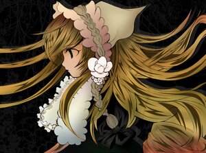 Rating: Safe Score: 0 Tags: 1girl black_background blonde_hair braid brown_hair closed_eyes floating_hair flower frills hair_flower hair_ornament image long_hair profile solo suiseiseki very_long_hair User: admin