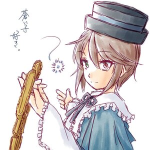 Rating: Safe Score: 0 Tags: 1girl brown_hair closed_mouth eyebrows_visible_through_hair frills gun hat holding image long_sleeves looking_at_viewer neck_ribbon ribbon short_hair smile solo souseiseki upper_body white_background User: admin