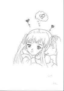 Rating: Safe Score: 0 Tags: 1girl blush greyscale hair_ribbon hands_on_own_cheeks hands_on_own_face image long_hair monochrome ribbon shinku solo striped twintails User: admin