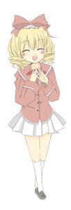 Rating: Safe Score: 0 Tags: 1girl :d ^_^ auto_tagged blonde_hair blush bow closed_eyes drill_hair full_body hair_bow hands_clasped hands_together hinaichigo image long_sleeves open_mouth own_hands_together pleated_skirt school_uniform serafuku short_hair skirt smile solo white_legwear User: admin