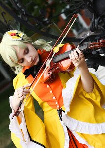 Rating: Safe Score: 0 Tags: 1girl bass_guitar blurry bow_(instrument) closed_eyes dress electric_guitar frills guitar hair_ornament holding_instrument instrument kanaria music playing_instrument plectrum solo violin white_hair User: admin
