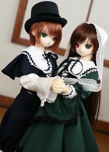 Rating: Safe Score: 0 Tags: 2girls brown_hair doll dress frills green_dress green_eyes hat heterochromia holding_hands long_hair long_sleeves looking_at_viewer multiple_dolls multiple_girls red_eyes short_hair siblings sisters smile souseiseki standing suiseiseki tagme twins very_long_hair User: admin