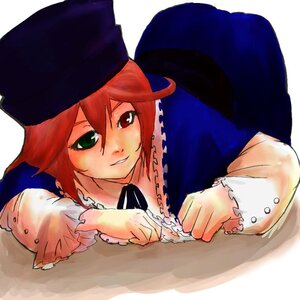 Rating: Safe Score: 0 Tags: 1girl green_eyes hat heterochromia image long_sleeves looking_at_viewer lying on_stomach red_eyes simple_background smile solo souseiseki white_background User: admin