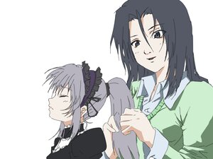 Rating: Safe Score: 0 Tags: 2girls black_hair closed_eyes hairband hairdressing image kakizaki_megu long_hair multiple_girls open_mouth simple_background solo suigintou white_background User: admin