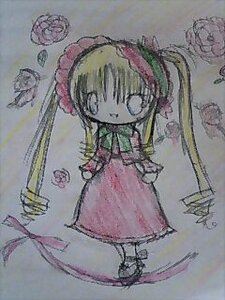 Rating: Safe Score: 0 Tags: 1girl blonde_hair bonnet dress full_body green_hair hina_ichigo image photo pink_dress shinku solo standing traditional_media twintails User: admin