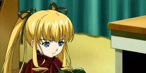 Rating: Safe Score: 0 Tags: 1girl bangs blonde_hair blue_eyes curtains hair_ribbon image indoors long_hair long_sleeves ribbon shinku solo twintails upper_body User: admin