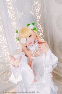 Rating: Safe Score: 0 Tags: 1girl bangs blonde_hair brown_eyes dress eyepatch flower hair_flower hair_ornament kirakishou lips long_hair looking_at_viewer pov solo white_dress User: admin
