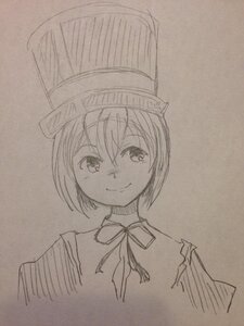 Rating: Safe Score: 0 Tags: 1girl bangs closed_mouth eyebrows_visible_through_hair hair_between_eyes helmet image looking_at_viewer monochrome neck_ribbon photo ribbon short_hair smile solo souseiseki traditional_media User: admin