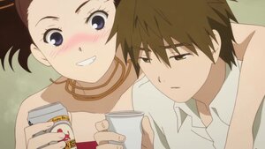 Rating: Safe Score: 0 Tags: 1boy 1girl black_hair blush brown_hair couple grin hitomi_sakamoto holding human looking_at_viewer pair sakurada_jun screenshot shirt smile white_shirt User: admin
