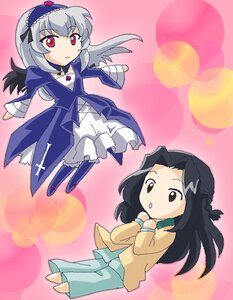 Rating: Safe Score: 0 Tags: 2girls black_hair black_wings chibi dress hairband image kakizaki_megu long_hair long_sleeves multiple_girls silver_hair solo suigintou wings User: admin