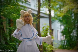 Rating: Safe Score: 0 Tags: 1girl animal_ears artist_name bangs blonde_hair blurry blurry_background capelet day dress hinaichigo lips outdoors short_hair solo standing watermark white_dress wide_sleeves User: admin