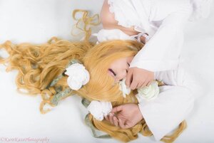 Rating: Safe Score: 0 Tags: 1girl bangs bare_shoulders blonde_hair choker closed_eyes dress flower hair_flower hair_ornament kirakishou long_hair long_sleeves parted_lips ribbon rose sleeping solo upper_body white_flower white_ribbon User: admin