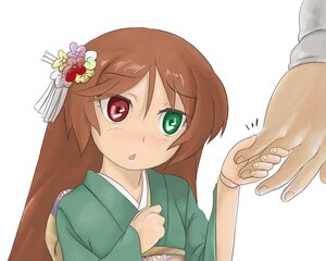 Rating: Safe Score: 0 Tags: 1boy 1girl blush brown_hair flower green_eyes hair_ornament heart heart-shaped_pupils heterochromia holding_hands image japanese_clothes kimono long_hair open_mouth red_eyes siblings solo solo_focus striped suiseiseki symbol-shaped_pupils User: admin