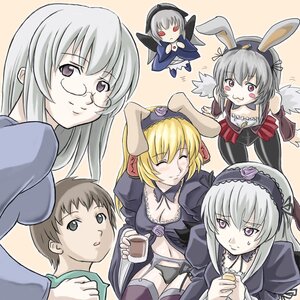 Rating: Safe Score: 0 Tags: 1boy 4girls 5girls animal_ears artist_request black_panties blonde_hair breasts brown_hair cleavage closed_eyes daiginjou frills futaba_channel garter_belt glasses hairband image long_sleeves multiple_girls pink_eyes purple_eyes rabbit_ears red_eyes rozen_maiden silver_hair solo suigintou thighhighs underwear wings User: admin
