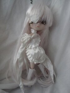 Rating: Safe Score: 0 Tags: 1girl bangs black_eyes closed_mouth doll dress frilled_dress frills kirakishou long_hair looking_at_viewer solo standing very_long_hair white_dress white_hair User: admin