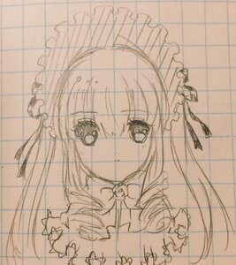 Rating: Safe Score: 0 Tags: 1girl argyle argyle_background bangs chain-link_fence checkered_background eyebrows_visible_through_hair flower frilled_hairband frills image lolita_hairband looking_at_viewer maid_headdress shinku solo tile_floor tile_wall tiles traditional_media User: admin