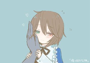 Rating: Safe Score: 0 Tags: 1girl blush brown_hair closed_mouth dress flying_sweatdrops heart heterochromia image long_sleeves red_eyes ribbon short_hair simple_background smile solo souseiseki User: admin