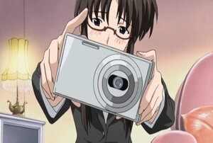 Rating: Explicit Score: 0 Tags: 1girl black_hair blush glasses holding human image kusabue_mitsu long_sleeves screenshot solo User: admin