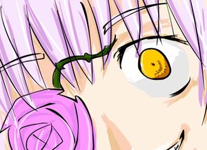 Rating: Safe Score: 0 Tags: 1girl bangs close-up eyebrows_visible_through_hair face hair_between_eyes image kirakishou leaf pink_hair purple_hair solo yellow_eyes User: admin