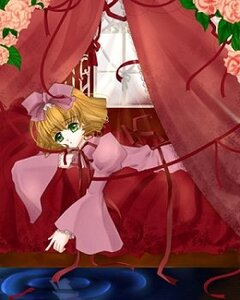 Rating: Safe Score: 0 Tags: 1girl blonde_hair bow curtains dress flower green_eyes hina_ichigo hinaichigo image long_sleeves looking_at_viewer pink_bow pink_flower pink_rose plant red_flower rose short_hair sitting solo User: admin