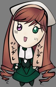 Rating: Safe Score: 0 Tags: 1girl :3 bangs blush_stickers brown_hair chibi eyebrows_visible_through_hair green_eyes hat long_hair long_sleeves open_mouth pantyhose solo standing suiseiseki User: admin