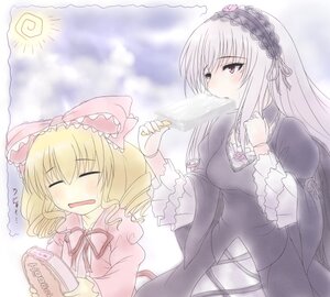 Rating: Safe Score: 0 Tags: 2girls blonde_hair blush bow closed_eyes dress drill_hair food frills hairband hina_ichigo hinaichigo image long_hair long_sleeves multiple_girls open_mouth pair pink_bow shinku suigintou wide_sleeves wings User: admin