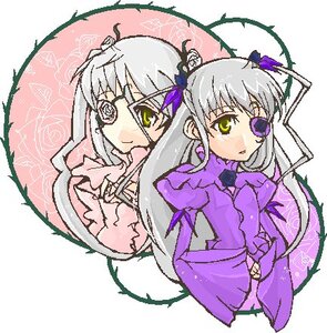 Rating: Safe Score: 0 Tags: 2girls auto_tagged barasuishou dress eyepatch image kirakishou long_hair multiple_girls oekaki pair silver_hair yellow_eyes User: admin