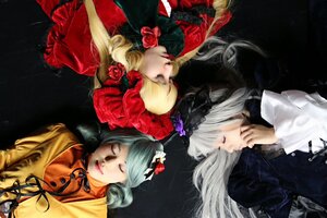 Rating: Safe Score: 0 Tags: 3girls 91076 blonde_hair bonnet closed_eyes dress flower hair_ornament hat lips long_hair multiple_cosplay multiple_girls rose shinku silver_hair tagme User: admin