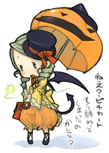 Rating: Safe Score: 0 Tags: 1girl animal_ears bat_wings blush cat_ears cat_tail dress drill_hair food green_eyes green_hair halloween hat image jack-o'-lantern kanaria long_sleeves photoshop_(medium) pumpkin rozen_maiden solo tail trick_or_treat twin_drills umbrella unaji wings User: admin