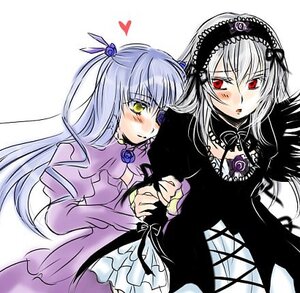 Rating: Safe Score: 0 Tags: 2girls auto_tagged barasuishou blush dress flower frills hairband heart holding_hands image long_hair long_sleeves multiple_girls pair red_eyes rose silver_hair suigintou wings yellow_eyes yuri User: admin