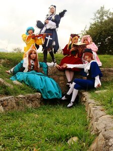 Rating: Safe Score: 0 Tags: blonde_hair blue_hair cape dress jewelry long_hair multiple_boys multiple_cosplay multiple_girls pantyhose short_hair sitting tagme User: admin