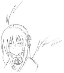 Rating: Safe Score: 0 Tags: 1girl greyscale hairband image lolita_hairband long_hair looking_at_viewer monochrome ribbon simple_background solo suigintou upper_body white_background User: admin